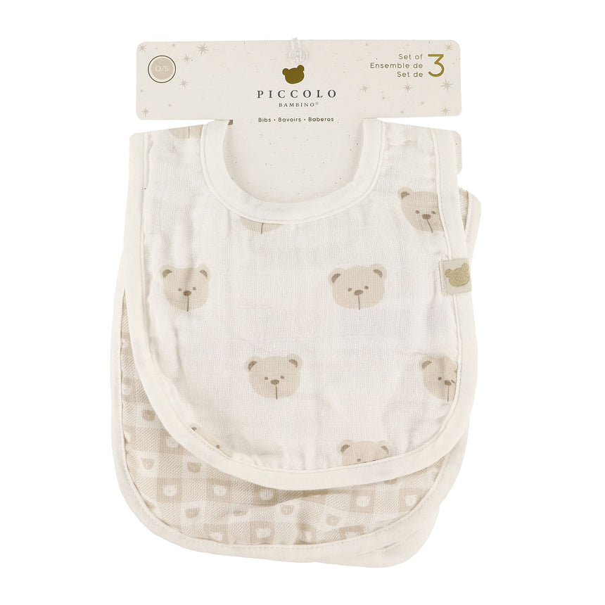 Bavoirs (3) Mousseline - Ours-Piccolo Bambino-ABN-PBF06M99E3WH-CLÉMENT