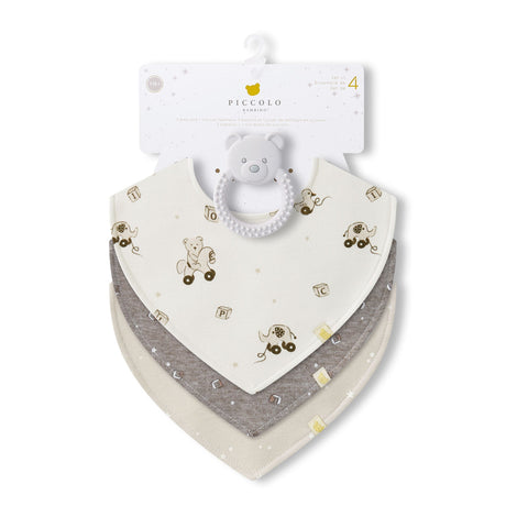 Bavoirs(3)+ Jouet de dentition - Ours Blanc-Piccolo Bambino-ABN-PBMS6J99G3WH-CLÉMENT