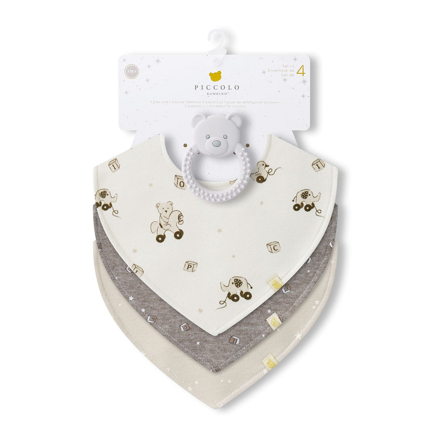 Bavoirs(3)+ Jouet de dentition - Ours Blanc-Piccolo Bambino-ABN-PBMS6J99G3WH-CLÉMENT