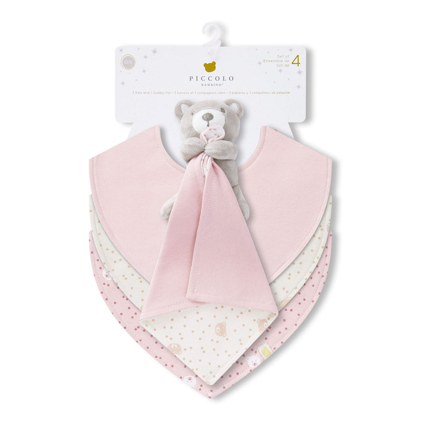 Bavoirs(3) + Peluche Doudou - Ours Rosé-Piccolo Bambino-ABN-PBMS7J99G3PK-CLÉMENT