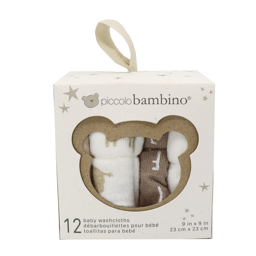 Débarbouillettes (12) en Boite - Beige-Piccolo Bambino-ABN-PBW012-4BBE-CLÉMENT