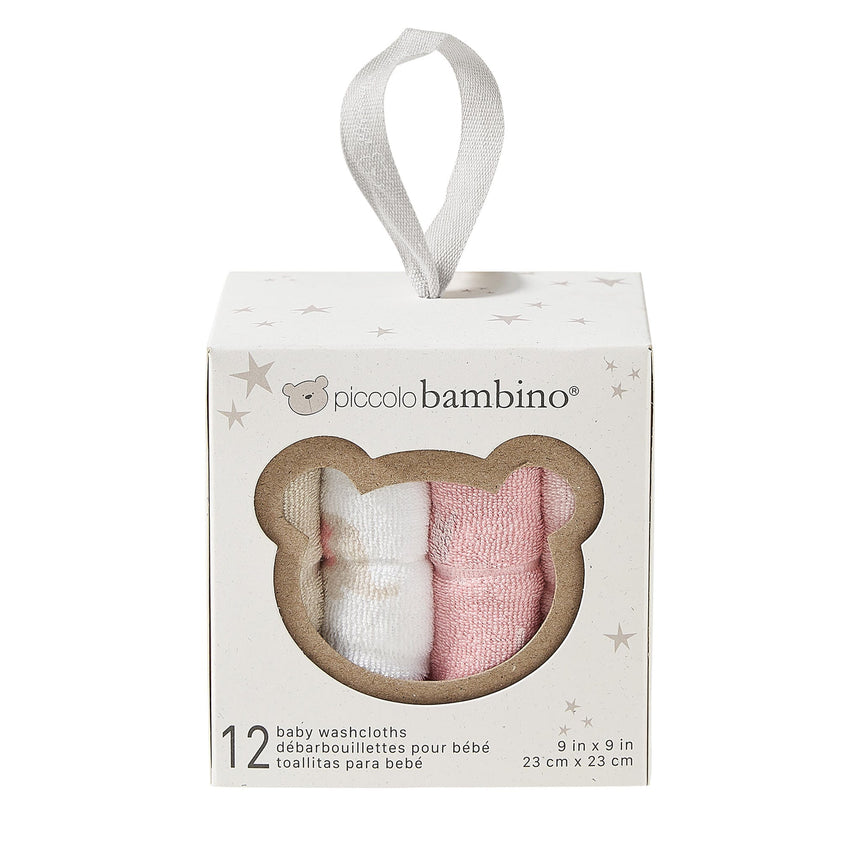 Débarbouillettes (12) en Boite - Rose-Piccolo Bambino-ABN-PBW012-4BPK-CLÉMENT