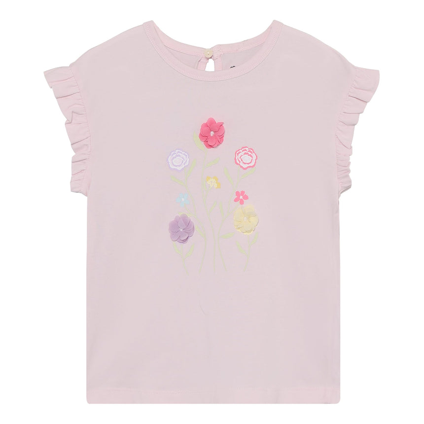 T-shirt Volant Fleurs 3-8ans-Minymo-Rose-3-AC1-124368-5140-CLÉMENT