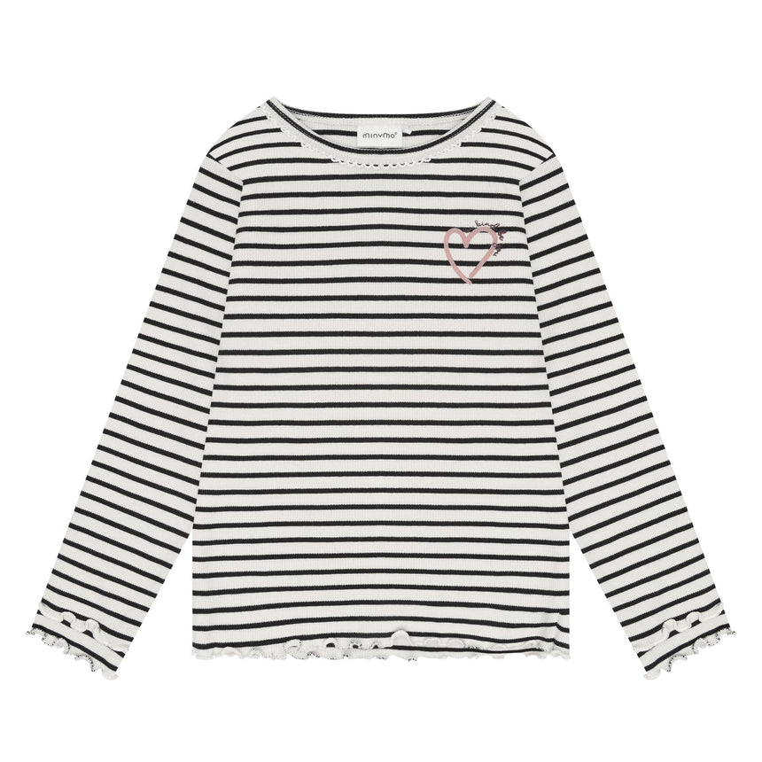 T-shirt Côtelé Rayé 3-12-Minymo-Noir-3-AC1-124442-1061-CLÉMENT