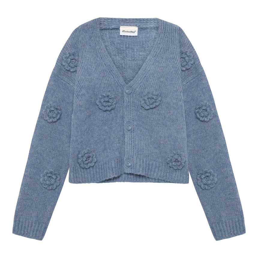 Cardigan Tricot Fleur 4-14ans-Minymo-Bleu-4-AC1-144413-7900-CLÉMENT