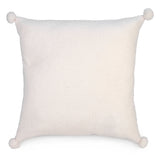 Coussin Blanc Bouclé avec Pompons-Attitudes Import-ATT-LH6065-CLÉMENT