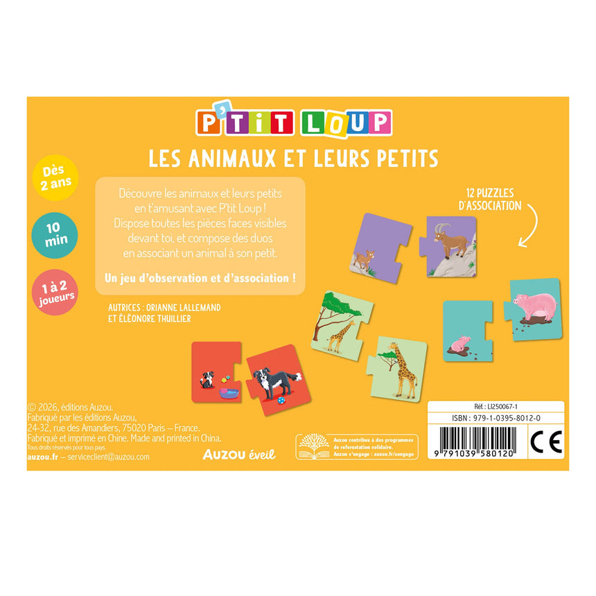 P'tit jeu P'tit Loup - Les animaux et leurs petits-Auzou-AUZ-791039580120-CLÉMENT