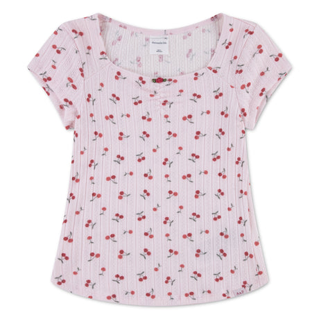 T-shirt Rosette Pointelle 5-18ans-Abercrombie Kids-Rose-7-8-A&F-43AY71-APJ-CLÉMENT