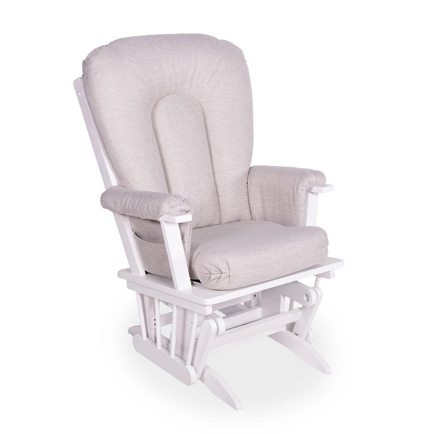 Chaise Berçante Bois - Blanc- Tissus sur commande spéciale-Goberce-Link 020-GBE-B45-CHAISE-BLANC-CLÉMENT