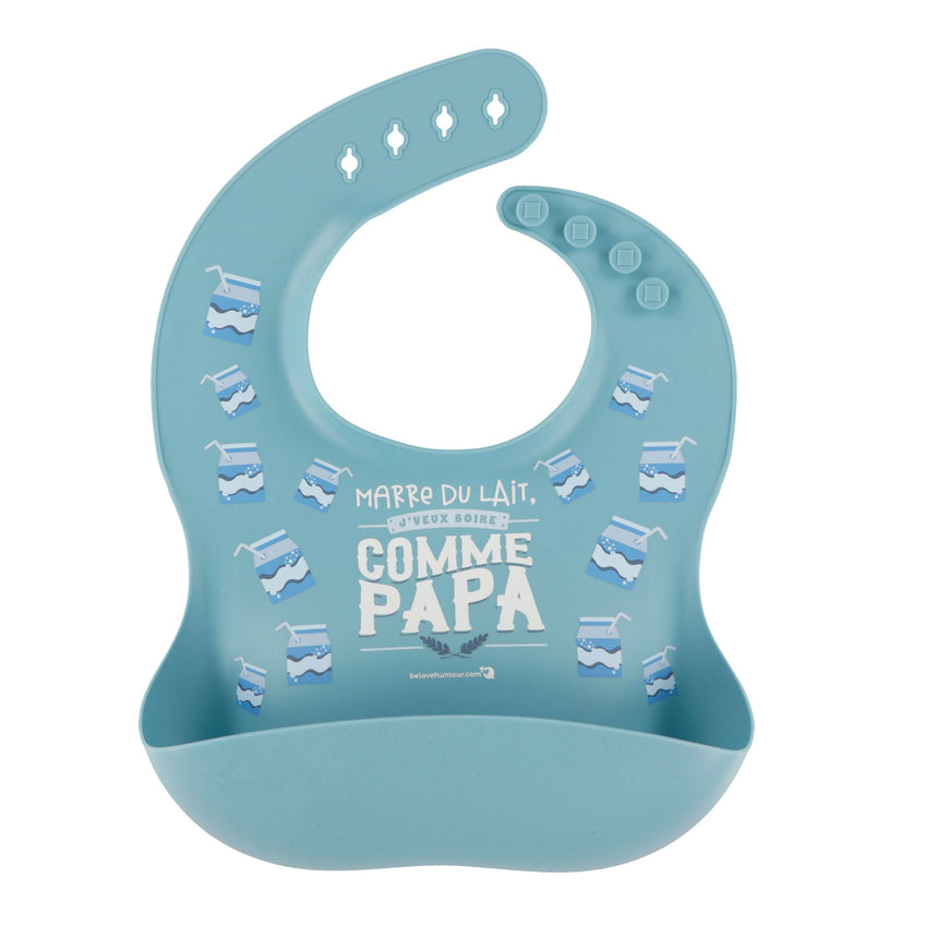 Bavoir Silicone Bleu - Comme Papa-Bedaine Love-BE2-BS-05-CLÉMENT