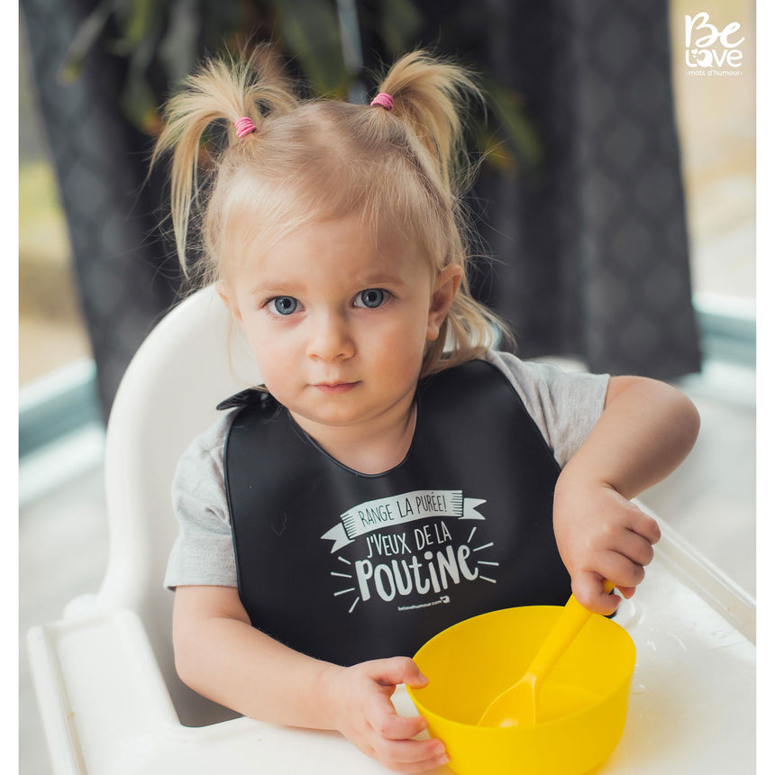 Bavoir en Silicone - Noir Poutine-Bedaine Love-BE2-BS-08-CLÉMENT