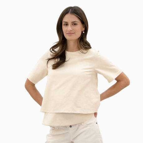 T-shirt Allaitement Lin Beige-Bella Maternite-Beige-XS-BEA-1268872C-BEI-CLÉMENT