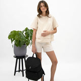T-shirt Allaitement Lin Beige-Bella Maternite-BEA-1268872C-BEI-CLÉMENT