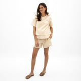 T-shirt Allaitement Lin Beige-Bella Maternite-BEA-1268872C-BEI-CLÉMENT