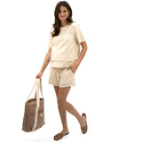 T-shirt Allaitement Lin Beige-Bella Maternite-BEA-1268872C-BEI-CLÉMENT