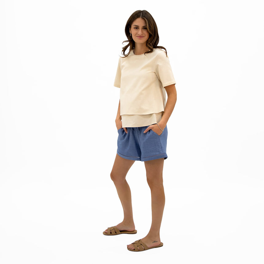 Short Maternité Chambray-Bella Maternite-BEA-1268874C-DEN-CLÉMENT