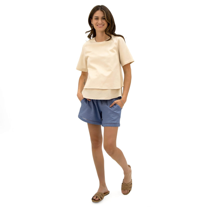 Short Maternité Chambray-Bella Maternite-BEA-1268874C-DEN-CLÉMENT
