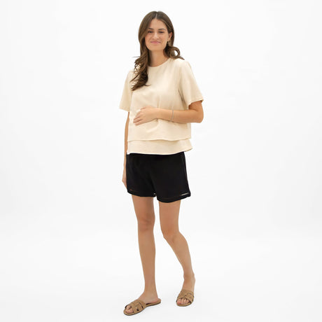 Short Maternité Lin Noir-Bella Maternite-BEA-1268874C-NOI-CLÉMENT