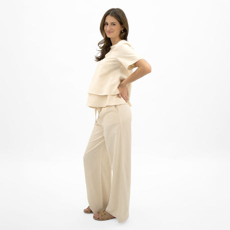 Pantalon Maternité Lin Beige-Bella Maternite-BEA-1268875C-BEI-CLÉMENT