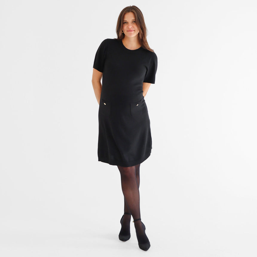 Robe Tricot Chic Noire-Bella Maternite-Noir-XS-BEA-2268051C-CLÉMENT