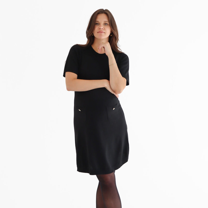 Robe Tricot Chic Noire-Bella Maternite-BEA-2268051C-CLÉMENT