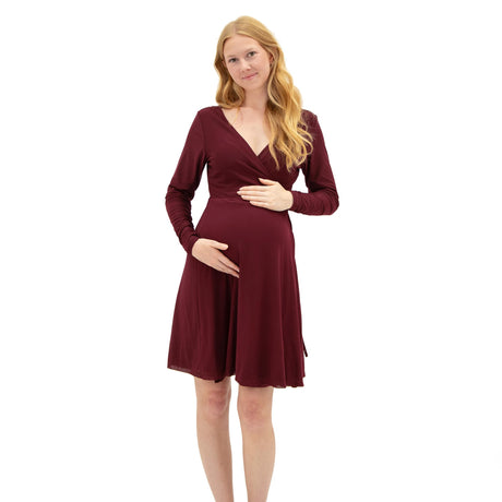 Robe Maternité Cache-Coeur-Bella Maternite-Bordeaux-XS-BEA-CH156634-BOR-CLÉMENT