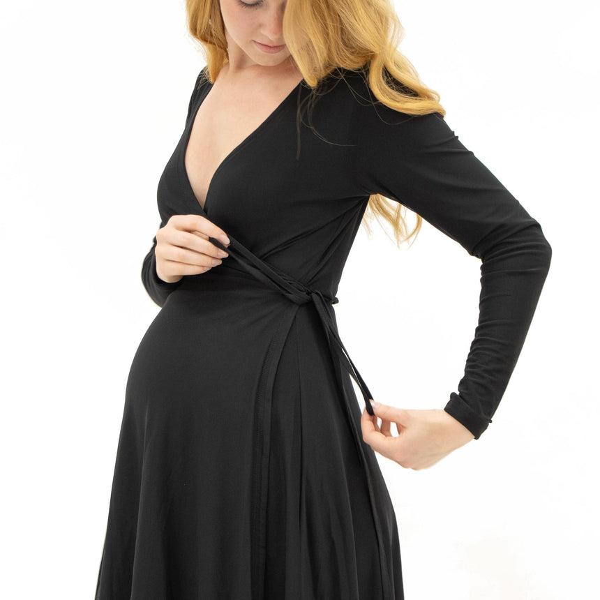 Robe Maternité Cache-Coeur-Bella Maternite-BEA-CH156634-NOI-CLÉMENT