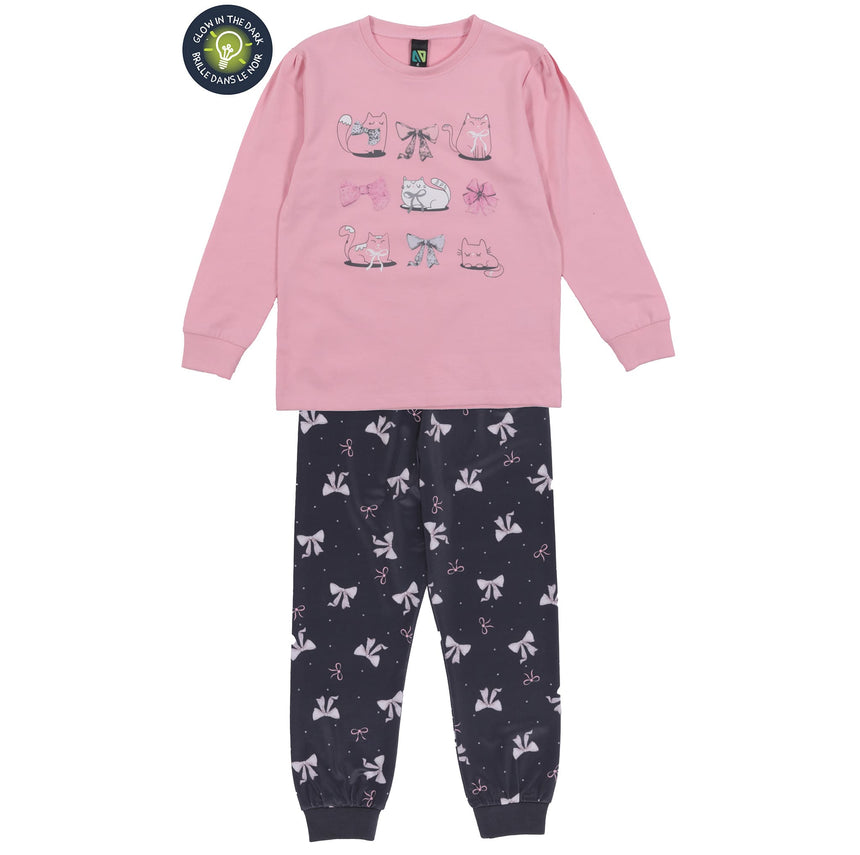 Pyjama Chats Boucles 2-12ans-Nano-Rose-2-BOS-F25P58-CLÉMENT