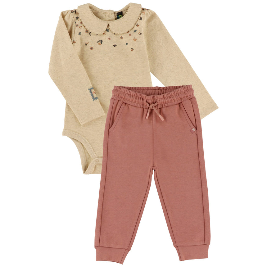 Ensemble Pantalon Floraison 6-24mois-Nano-Beige-6 m-BOS-F2656-02-CLÉMENT