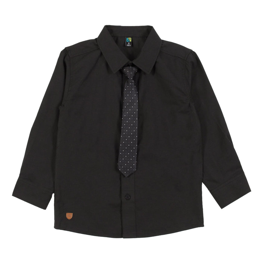 Chemise Manches Longues Cravate Noire 2-12ans-Nano-Noir-2-BOS-BCH03-02-CLÉMENT