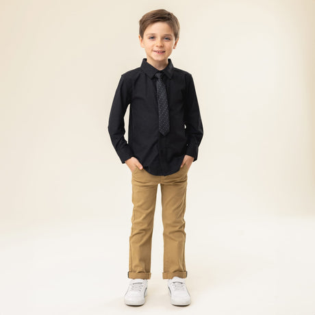 Chemise Manches Longues Cravate Noire 2-12ans-Nano-BOS-BCH03-02-CLÉMENT
