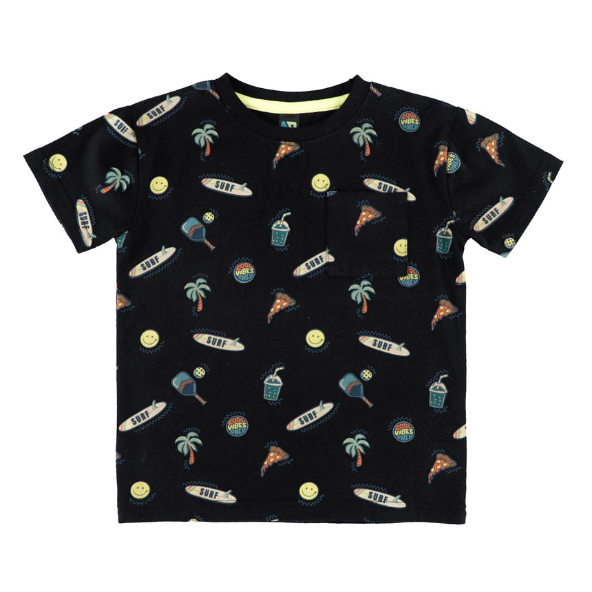 T-shirt Imprimée Vacances 2-12ans-Nano-Noir-2-BOS-S2607-03-CLÉMENT