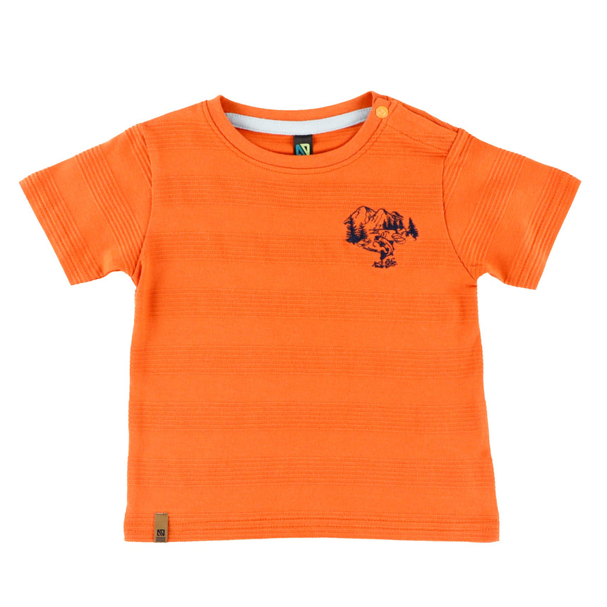 T-shirt Rayé Pêche 6-24mois-Nano-Orange-6 m-BOS-S2655-05-CLÉMENT