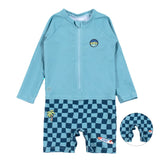 Maillot UV Manches Longues Damiers 6-24mois-Nano-Turquoise-6-12 m-BOS-S26S311-1-CLÉMENT