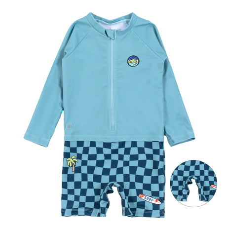 Maillot UV Manches Longues Damiers 6-24mois-Nano-Turquoise-6-12 m-BOS-S26S311-1-CLÉMENT