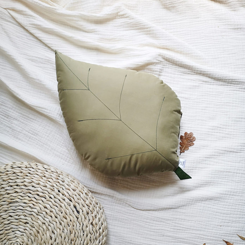 Coussin Feuille de Frêne - Olive-The Butter Flying-BUT-PILASSHOLI-CLÉMENT