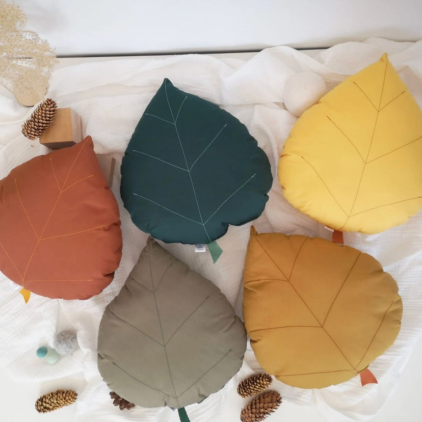 Coussin Feuille de Bouleau - Ocre-The Butter Flying-BUT-PILBIROCH-CLÉMENT