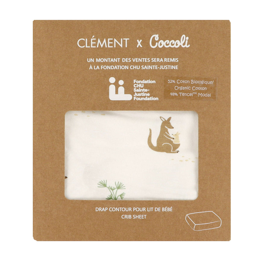 Drap Contour pour Lit de Bébé Kangourous - Édition Spéciale Fondation CHU Ste-Justine -Coccoli-CC3-DM5779-120-CLÉMENT