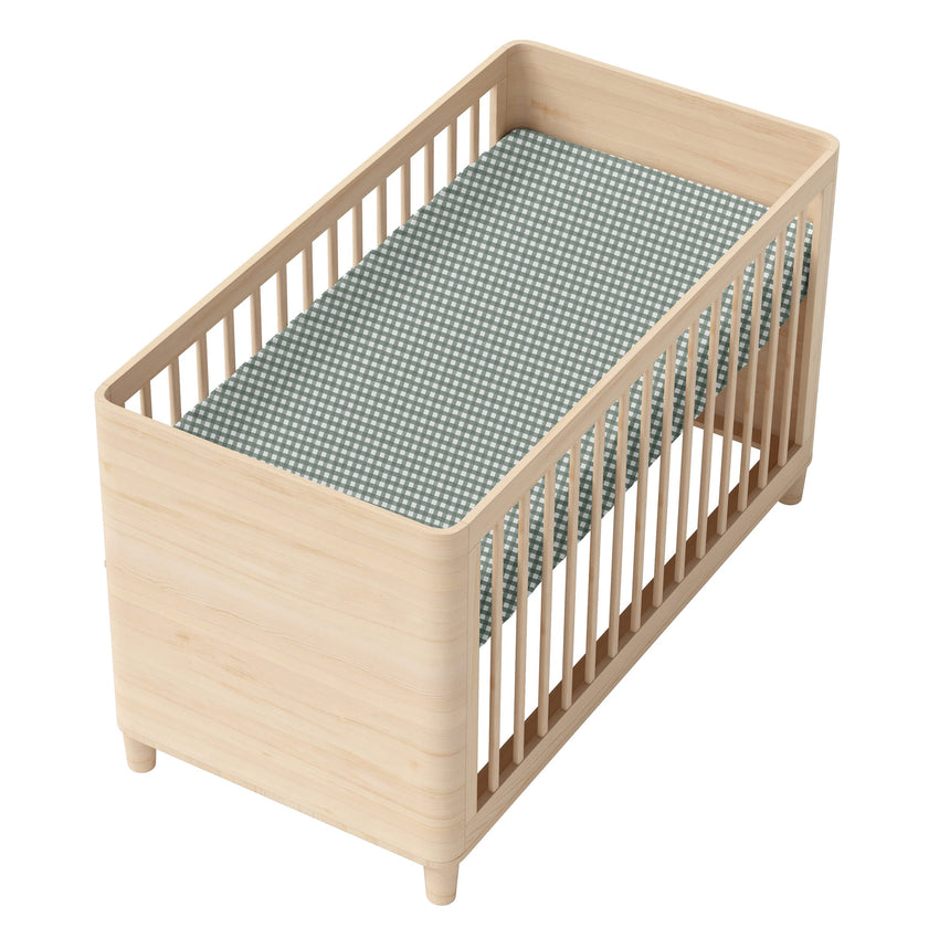 Drap Contour pour Lit de Bébé - Vichy Sauge-Coccoli-CC3-DM6029-CLÉMENT