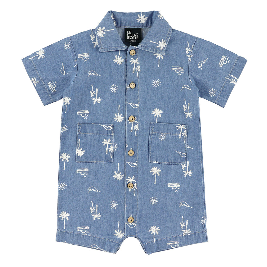 Barboteuse Chambray Surf 3-24mois-Chat Botte-Denim-3 m-CHI-1264452C-CLÉMENT
