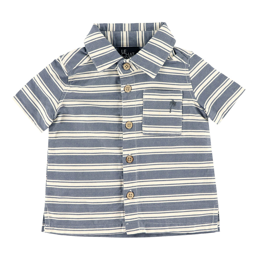 Chemise Surf Rayée 3-24mois-Chat Botte-Charcoal-3 m-CHI-1264455C-CLÉMENT