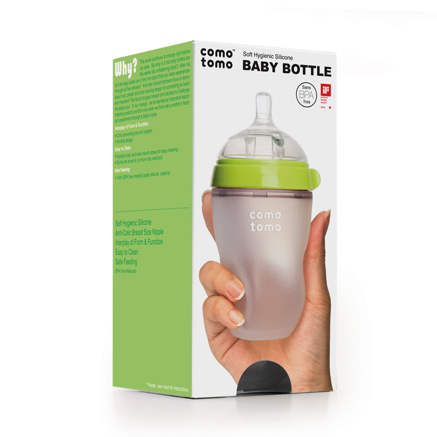 Biberon Souple à Flot Naturel Prévention des Coliques 250ml - Vert-Como Tomo-CMM-EN250G-CLÉMENT