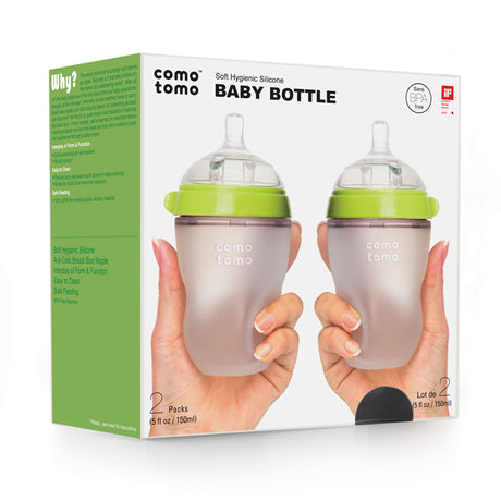 Biberon Souple à Flot Naturel Prévention des Coliques 250ml Ensemble de 2 - Vert-Como Tomo-CMM-EN250TG-CLÉMENT