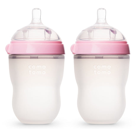 Biberon Souple à Flot Naturel Prévention des Coliques 250ml Ensemble de 2 - Rose-Como Tomo-CMM-EN250TP-CLÉMENT