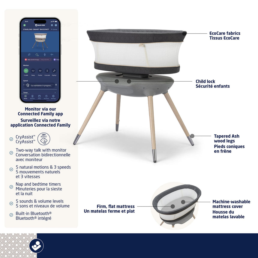 Bassinette Intelligente Starling - Onyx Heritage-Maxi-cosi-COS-10521CHCV-CLÉMENT