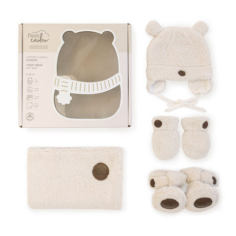 Coffret-cadeau Ourson pour bébé (4 accessoires) - Sherpa Crème-Petit Coulou-COU-PCCC7403-CLÉMENT