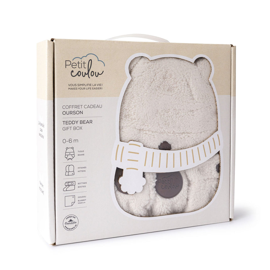 Coffret-cadeau Ourson pour bébé (4 accessoires) - Sherpa Crème-Petit Coulou-COU-PCCC7403-CLÉMENT