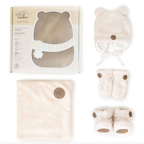 Coffret-cadeau Ourson pour bébé (4 accessoires) - Crème 0-6m-Petit Coulou-COU-PCCC7405-CLÉMENT