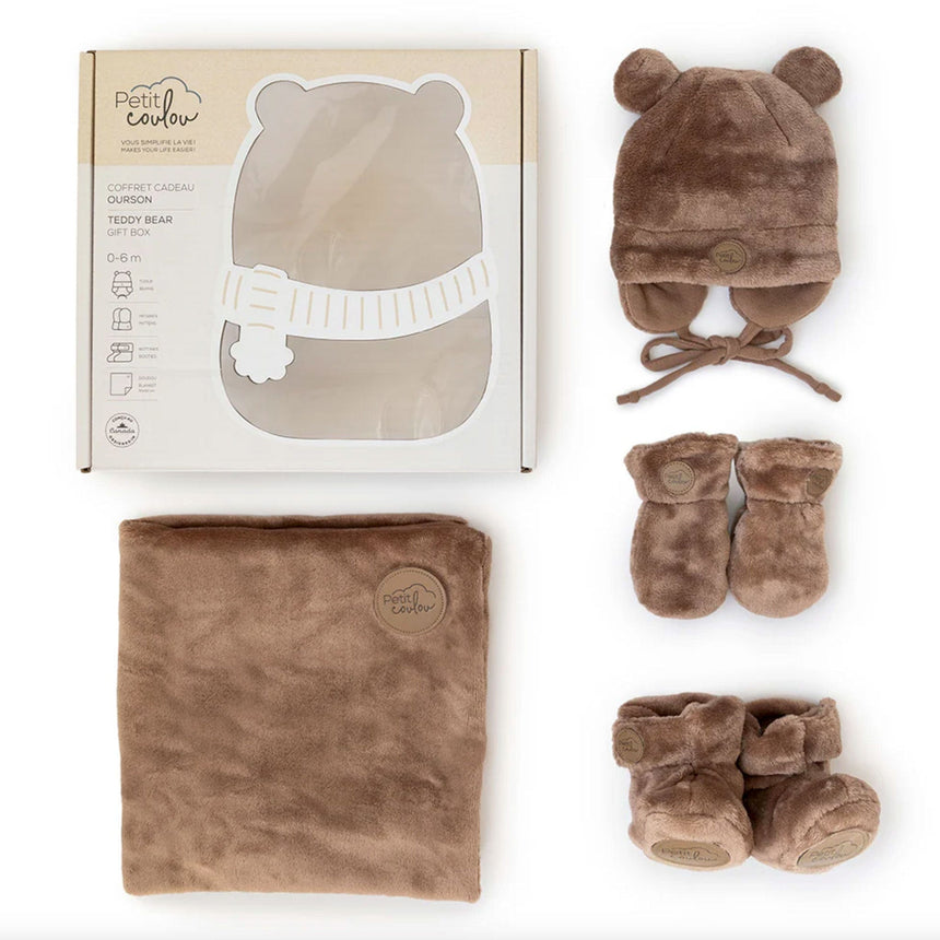 Coffret-cadeau Ourson pour bébé (4 accessoires) - Moka 0-6m-Petit Coulou-COU-PCCC7406-CLÉMENT