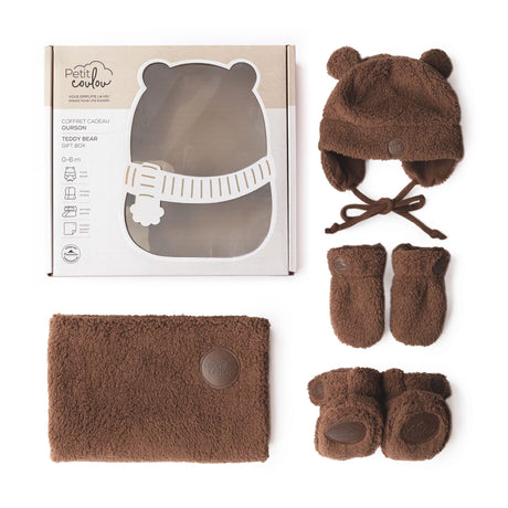Coffret-cadeau Ourson pour bébé (4 accessoires) - Sherpa Brun-Petit Coulou-COU-PCCC7412-CLÉMENT